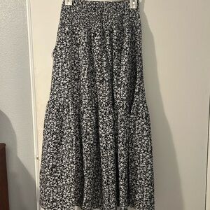 Floral Black and White Women's Skirt